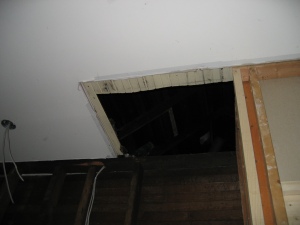What will be new attic access, with trapdoor made from tongue and groove ceiling and built-in ladder along the sidewall